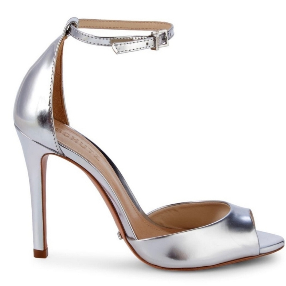 Schutz Sadha Lee Sandals silver peep toe